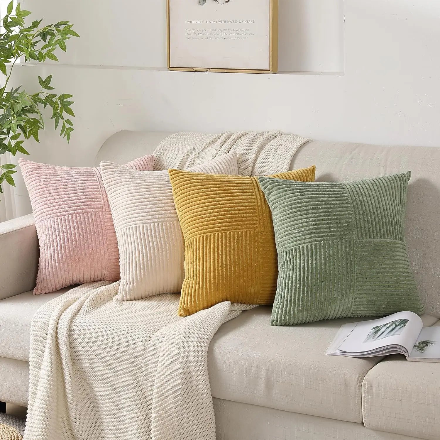 Housses de coussin douces rayées LuminaSplice