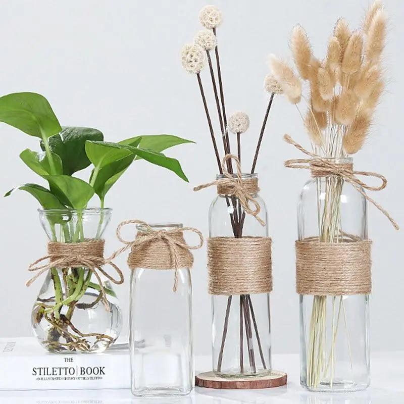 Vases en verre minimalistes | Décorations de table élégantes pour fleurs et hydroponie