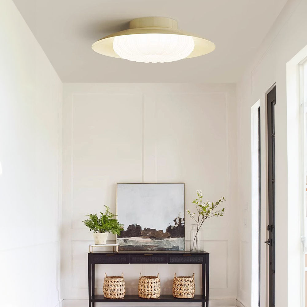 CremaLume - Plafonnier Moderne Crème | Design semi-encastré compatible LED