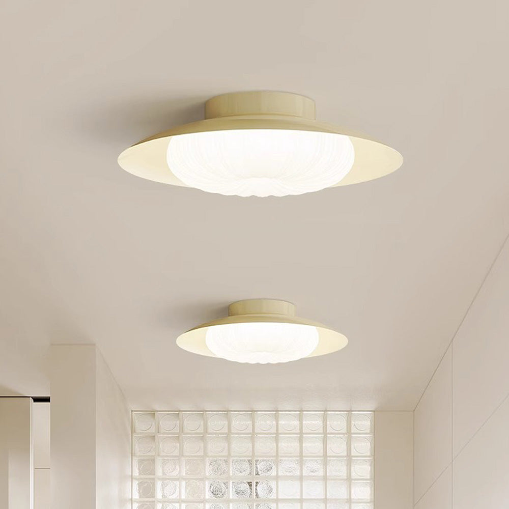 CremaLume - Plafonnier Moderne Crème | Design semi-encastré compatible LED