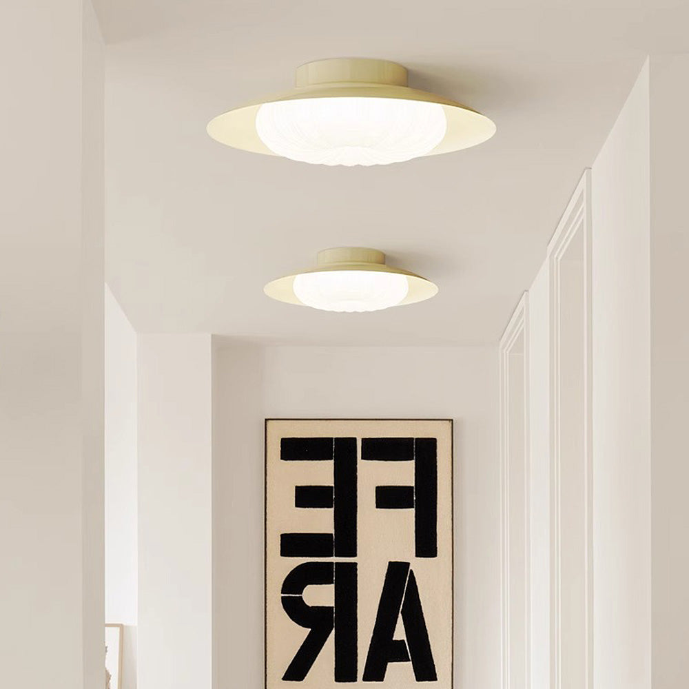 CremaLume - Plafonnier Moderne Crème | Design semi-encastré compatible LED