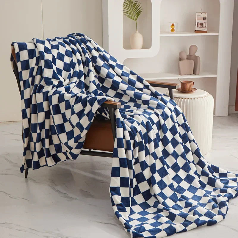 Plaid ClassiqueConfort - Couverture à Motif Damier Tendance