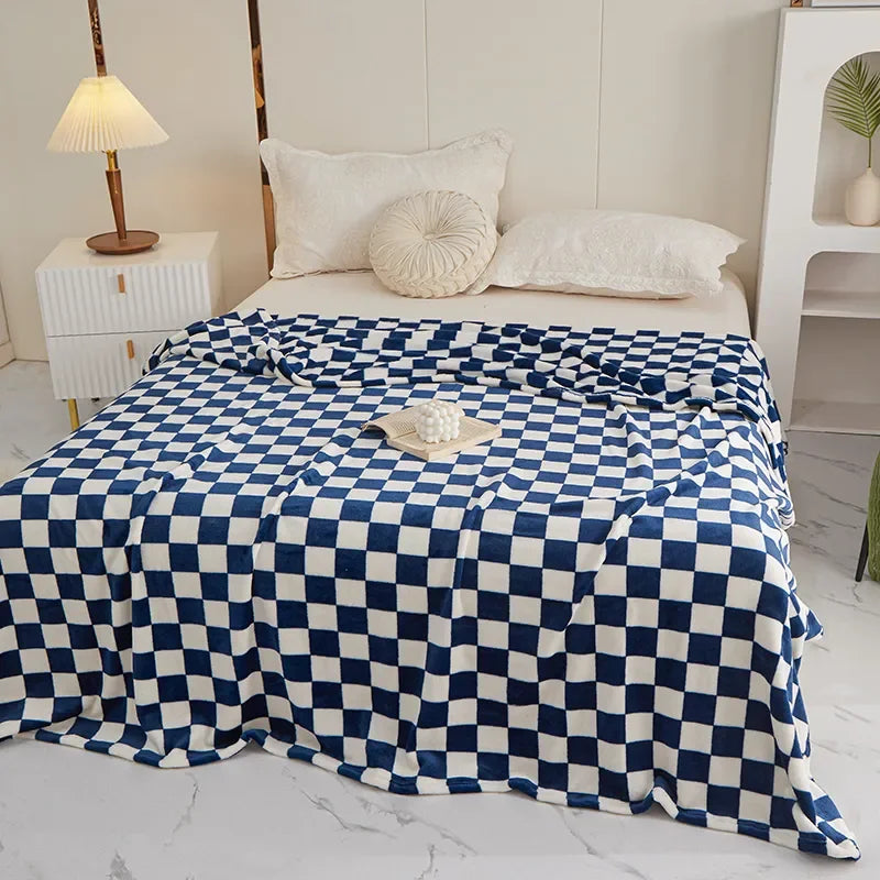 Plaid ClassiqueConfort - Couverture à Motif Damier Tendance