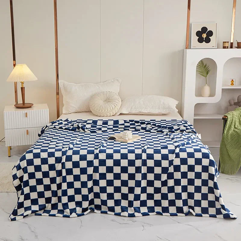 Plaid ClassiqueConfort - Couverture à Motif Damier Tendance
