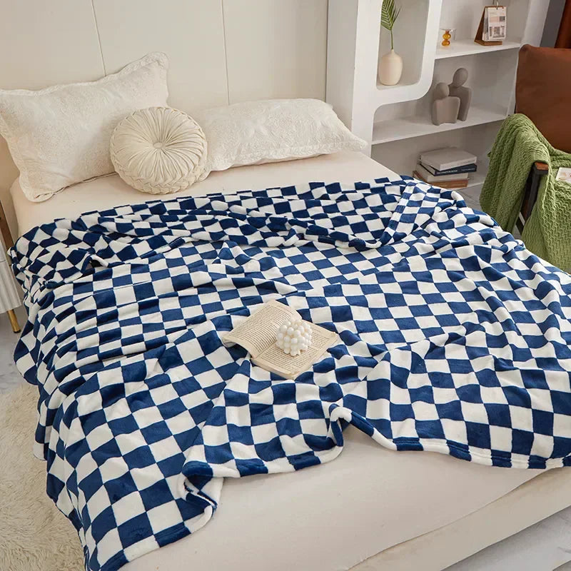 Plaid ClassiqueConfort - Couverture à Motif Damier Tendance