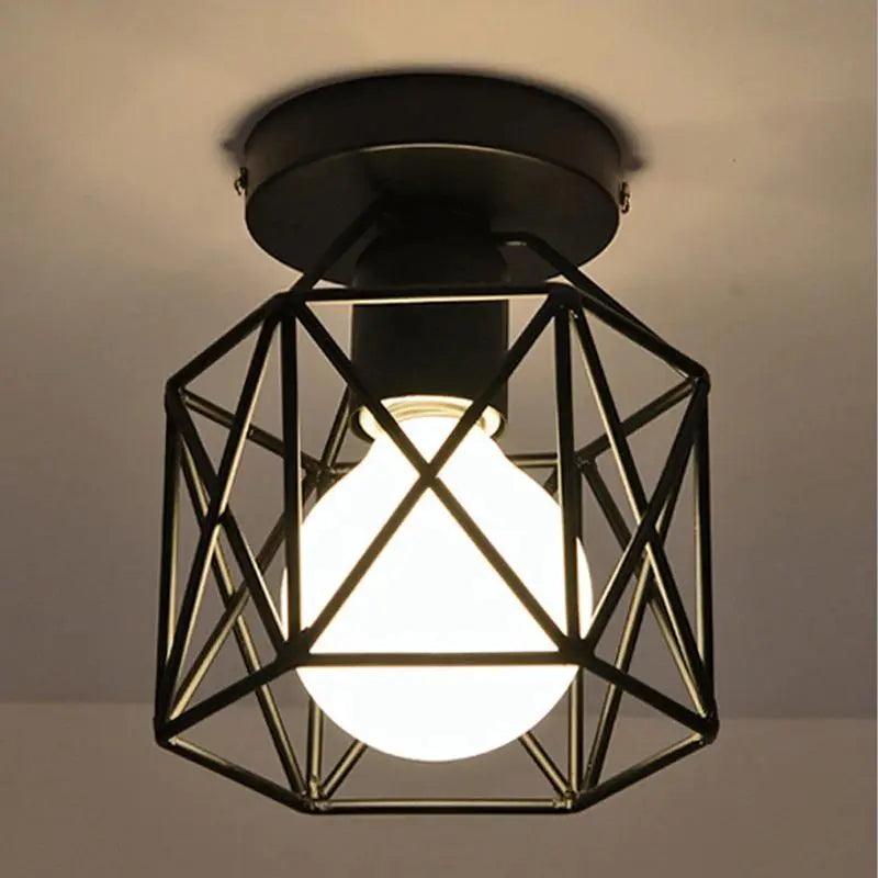 ForgeLight - Plafonnier Cage Noir Élégant | Design métallique E27 compatible LED