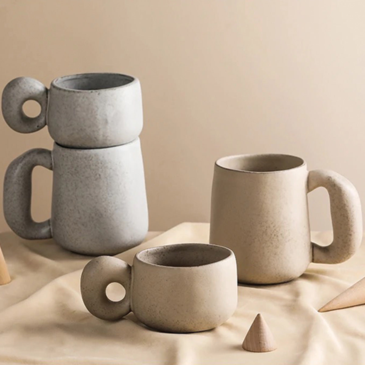Mugs en pierre faits main Louv | Vaisselle en céramique unique