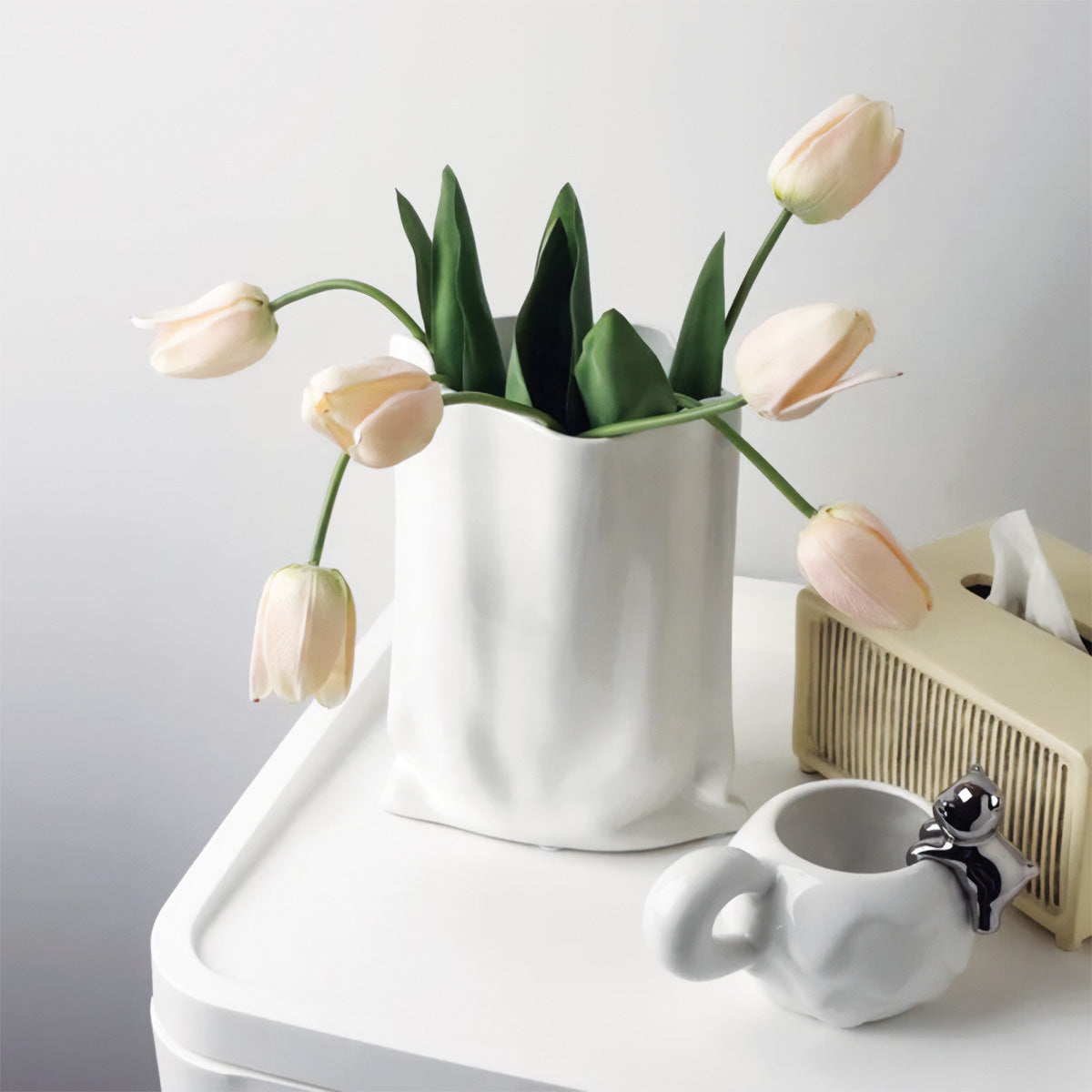 Vase à Fleurs Plissé | Décor Contemporain, Idéal pour Toute Pièce