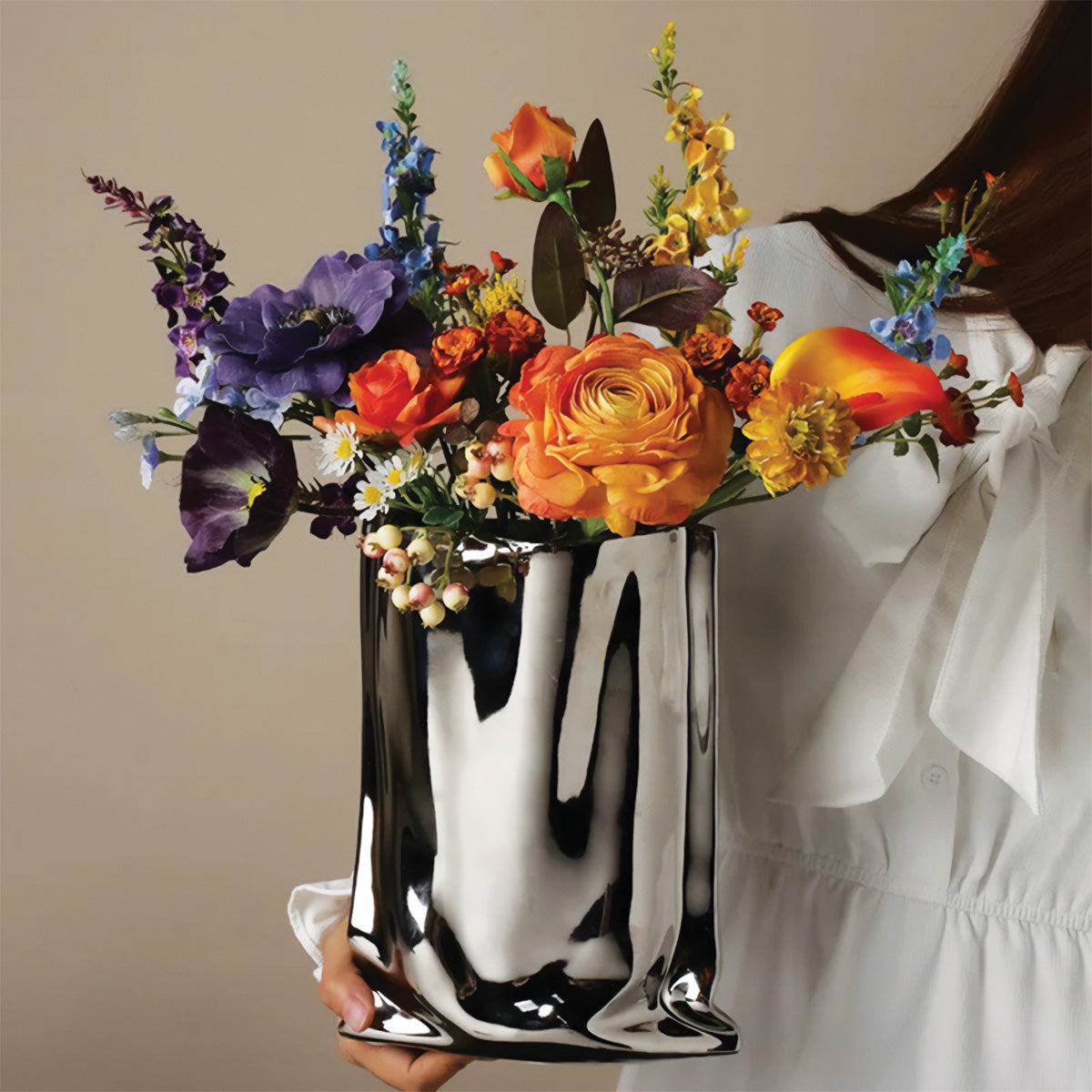 Vase à Fleurs Plissé | Décor Contemporain, Idéal pour Toute Pièce