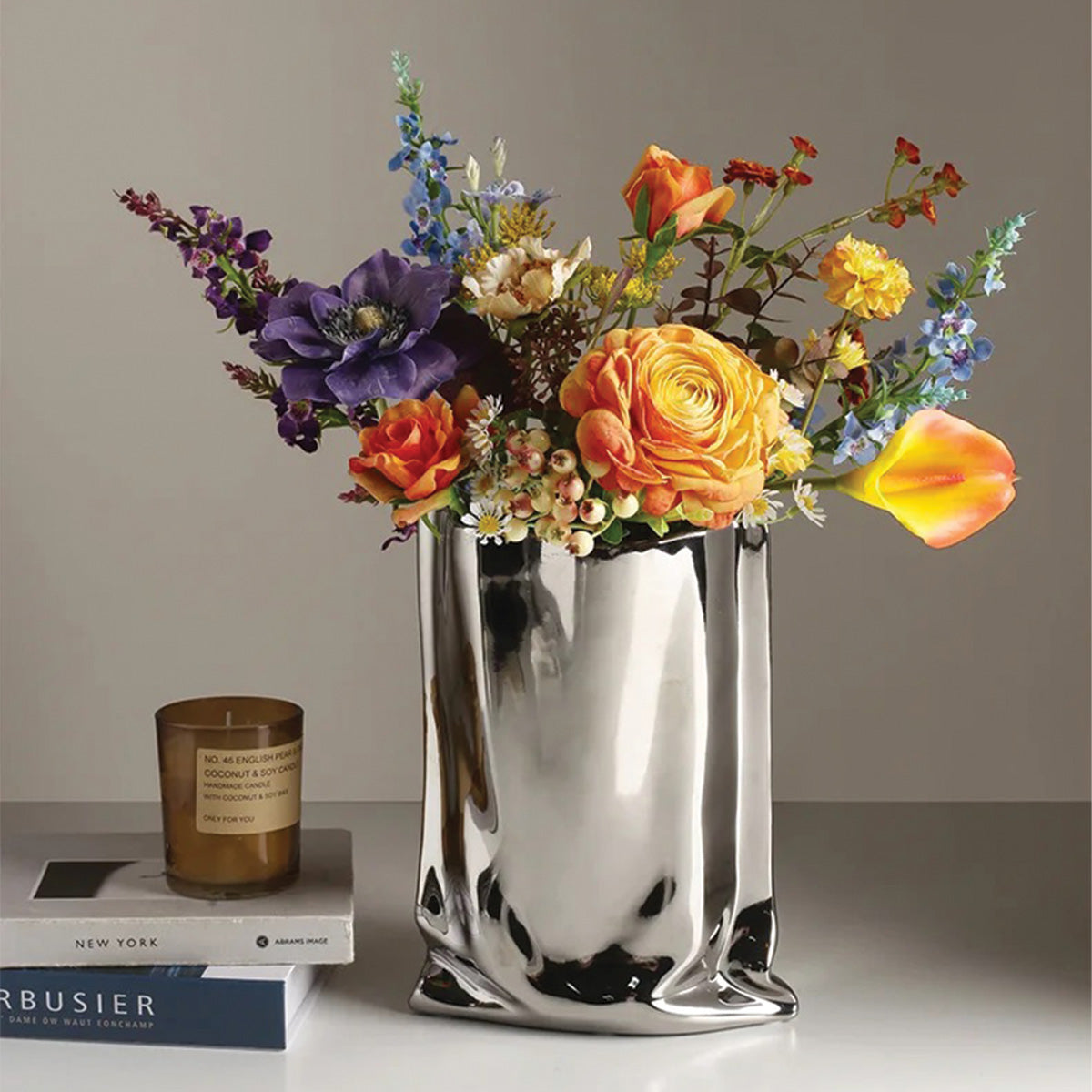 Vase à Fleurs Plissé | Décor Contemporain, Idéal pour Toute Pièce