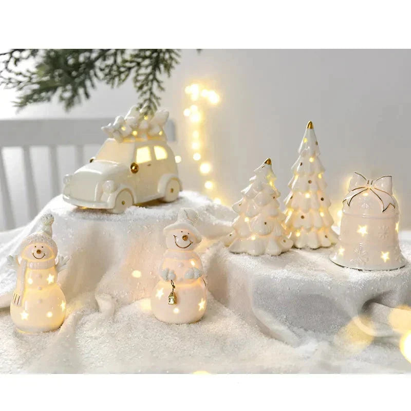 Bonhomme de neige lumineux - Bonhomme de neige en céramique éclairant