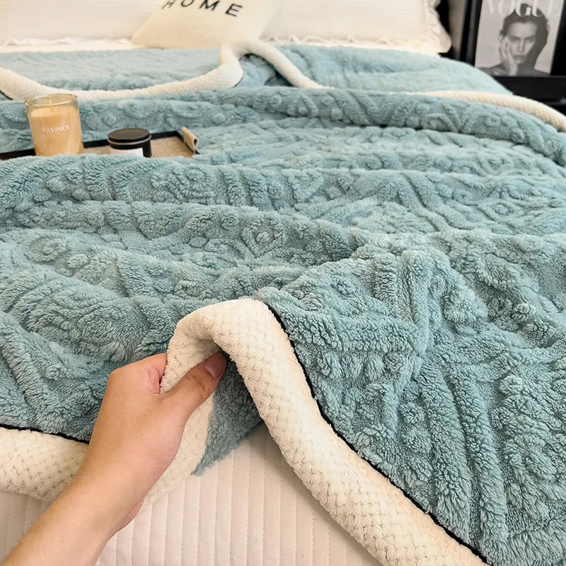 LambCozy | Couverture épaisse d'hiver en laine d'agneau
