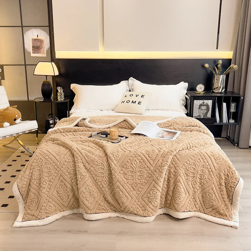 LambCozy | Couverture épaisse d'hiver en laine d'agneau