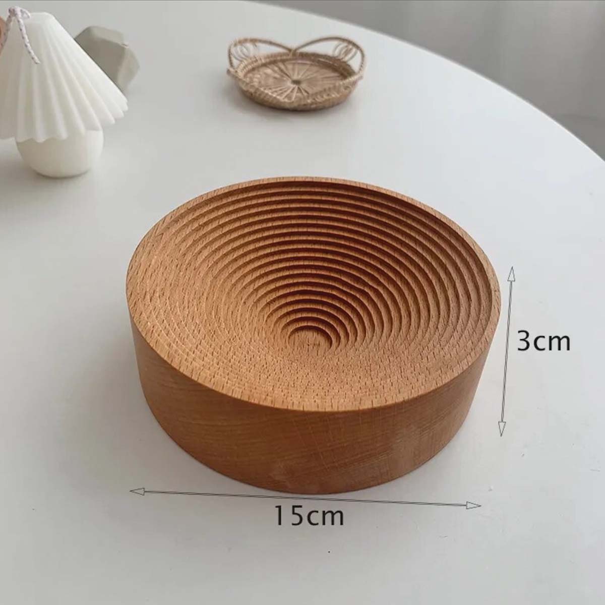 Plateau en Bois Ondulé | Élégant Plateau en Bois Naturel, Accessoire de Maison Stylé