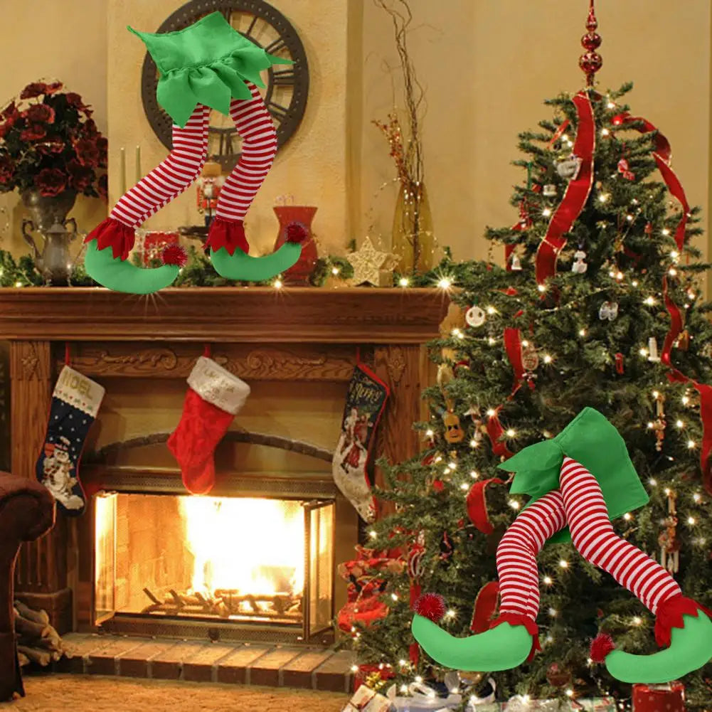 Jambes de lutin - Jambes de lutin en peluche pour décorations de Noël