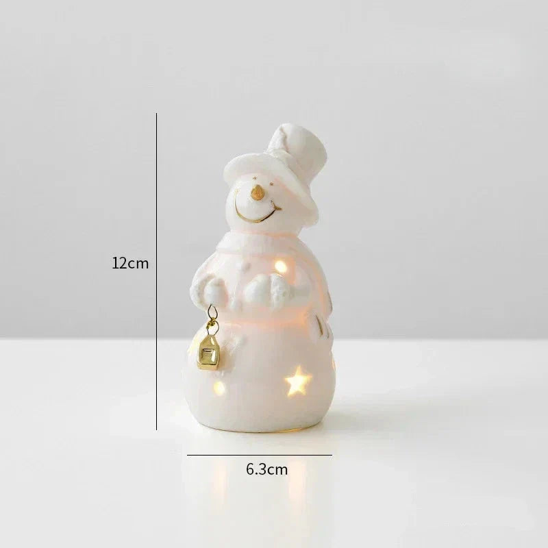 Bonhomme de neige lumineux - Bonhomme de neige en céramique éclairant