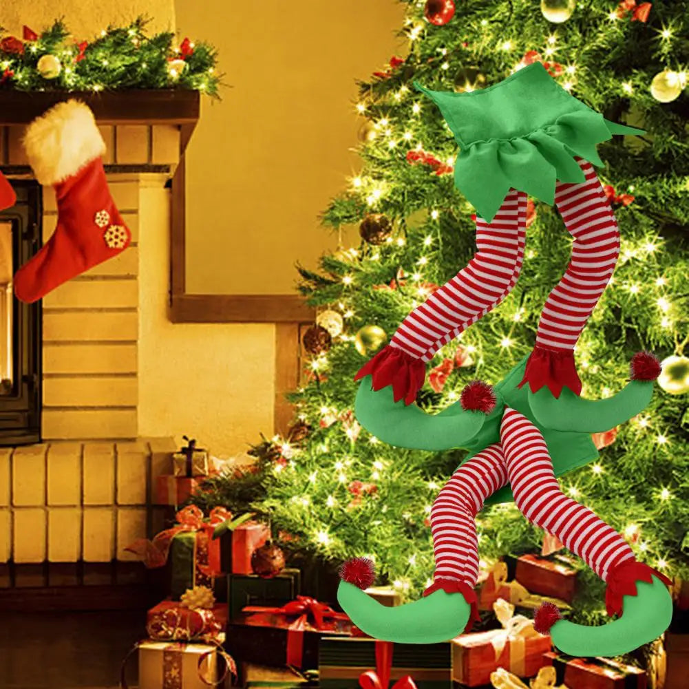Jambes de lutin - Jambes de lutin en peluche pour décorations de Noël