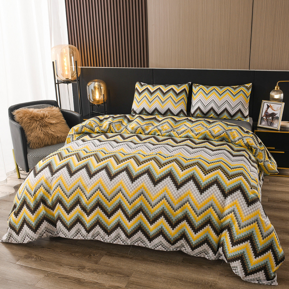 GeoDream | Ensemble de linge de lit moderne avec imprimé