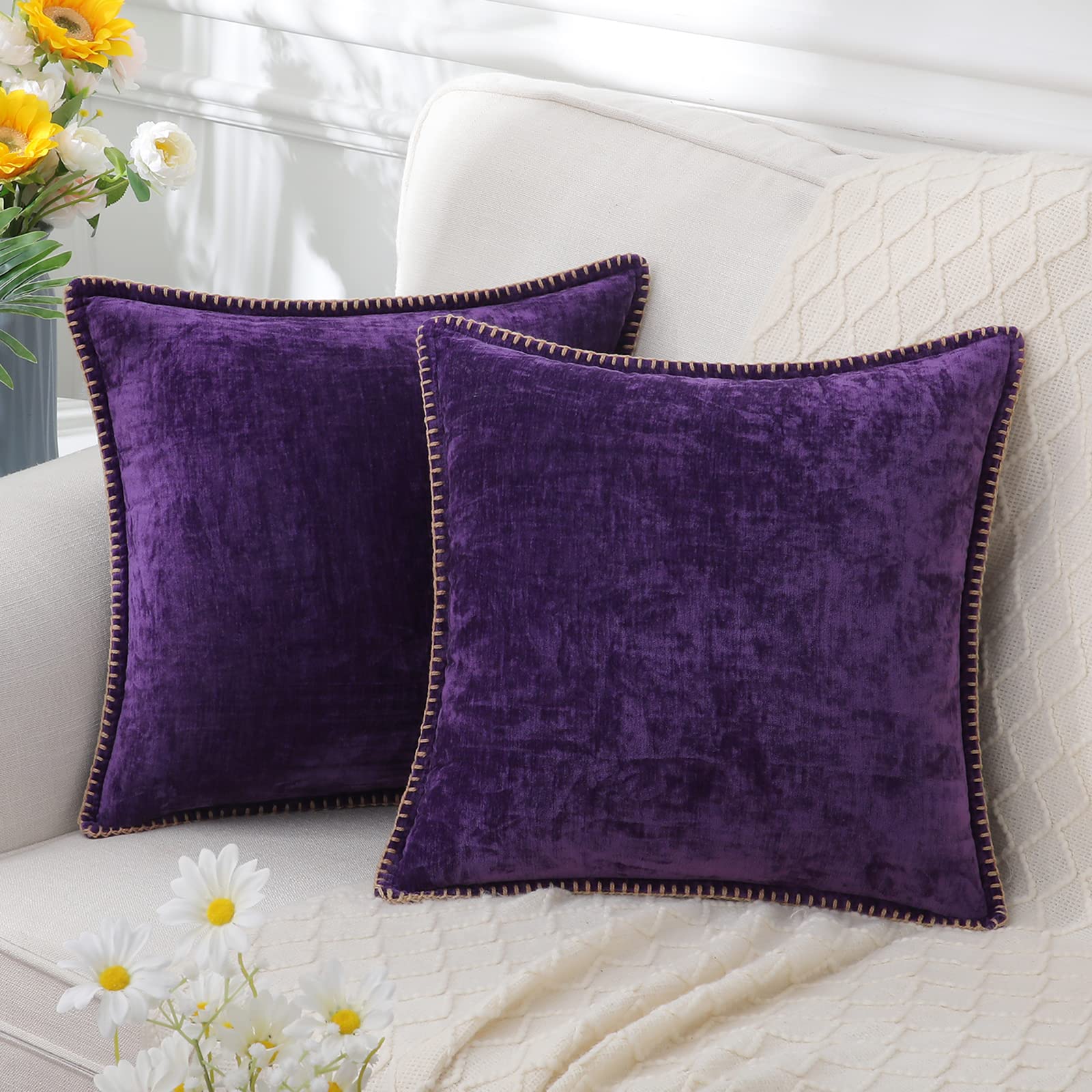 LuminaLuxe - Housse de coussin en chenille