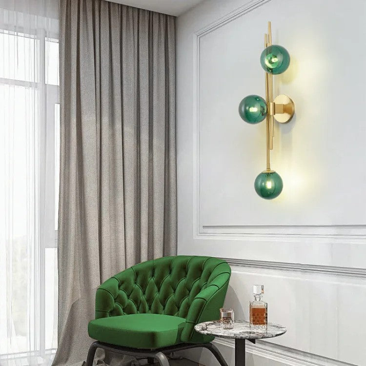 Nordiva - Lumière Murale Nordique Moderne | Abat-jour en verre transparent et vert