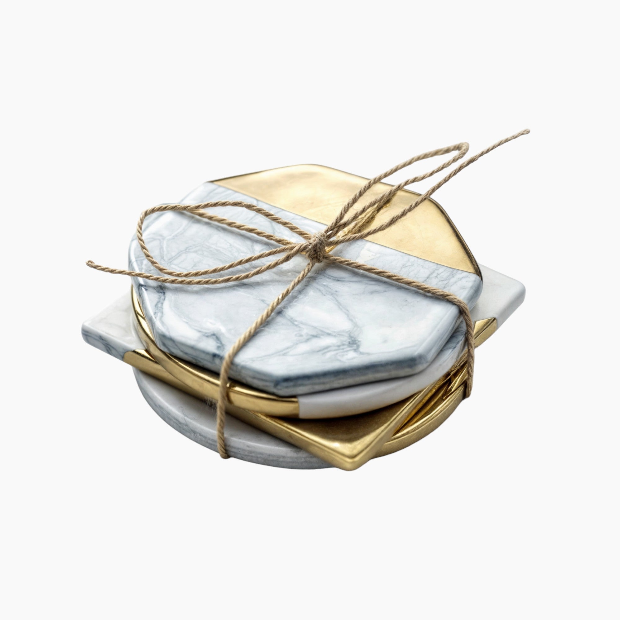 IvoraHome - Ensemble de Sous-Verres | Élégance en marbre ivoire pour votre intérieur