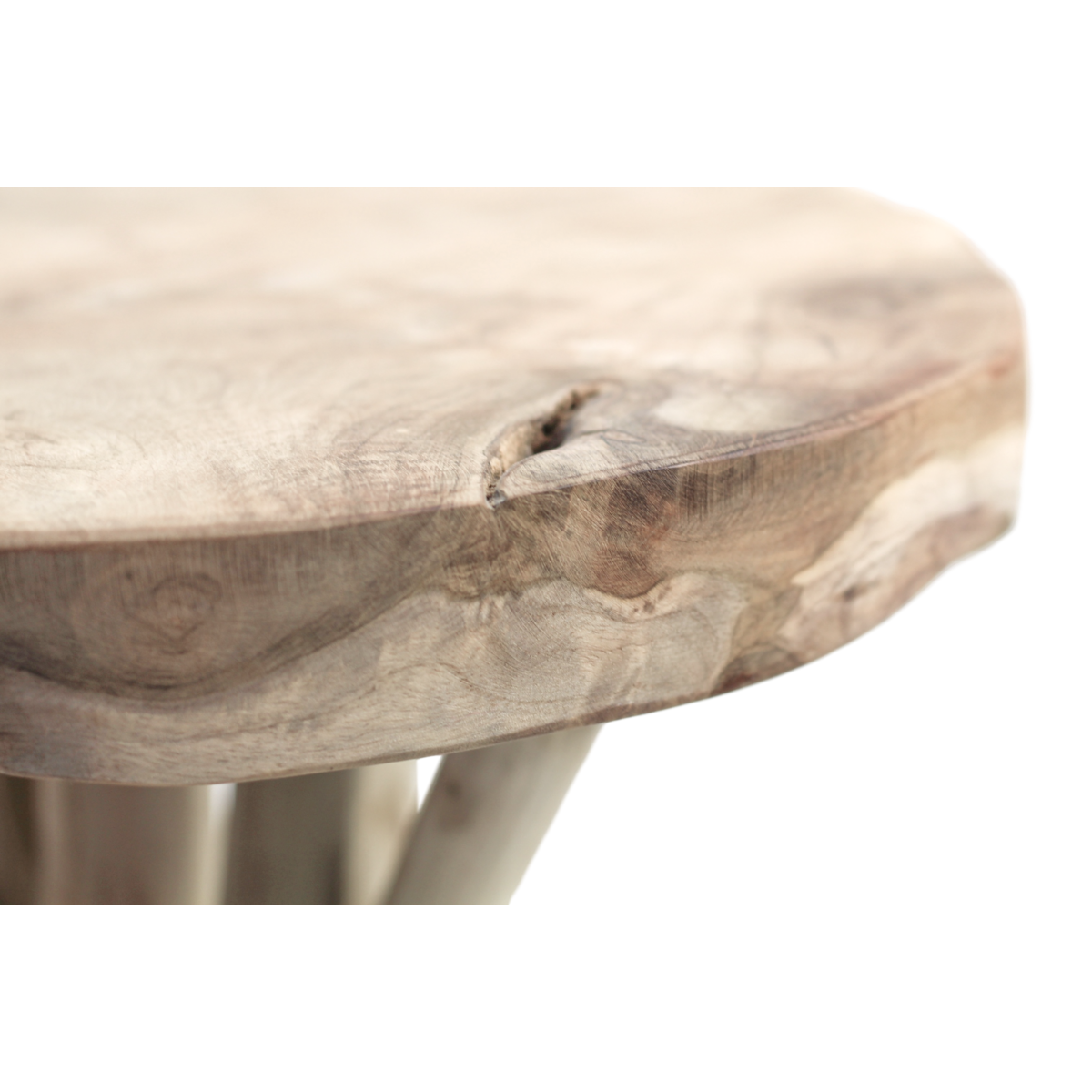 Tabouret d'accent en branche - Pieds en branches torsadées naturelles, assise en bois massif