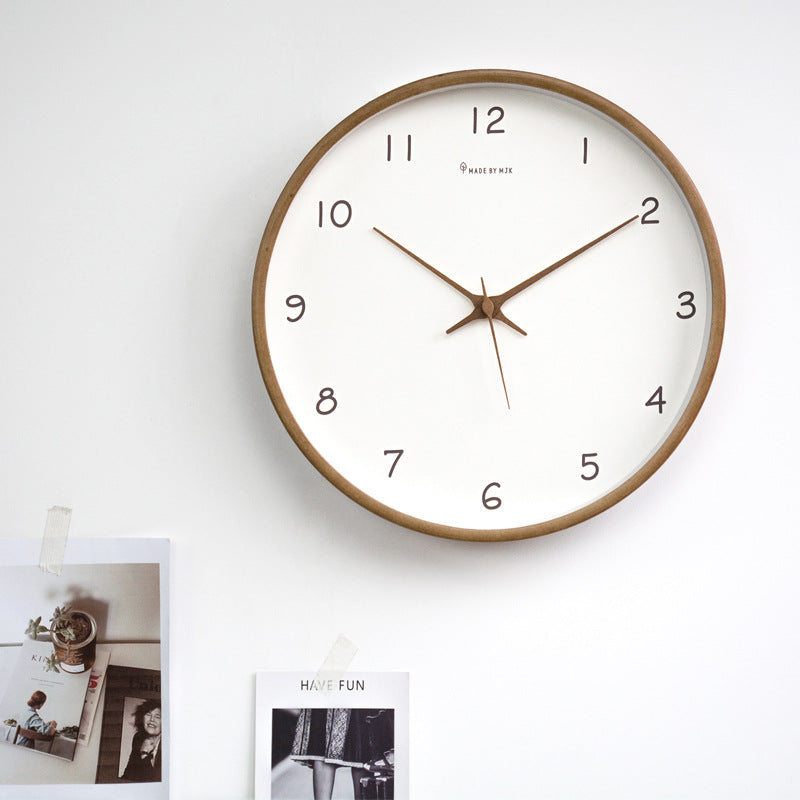 Horloge murale en bois massif analogique Simple pour la maison | Design intemporel et élégant