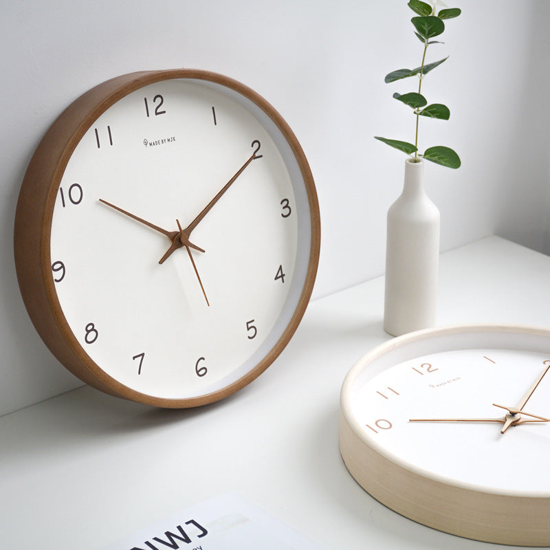 Horloge murale en bois massif analogique Simple pour la maison | Design intemporel et élégant