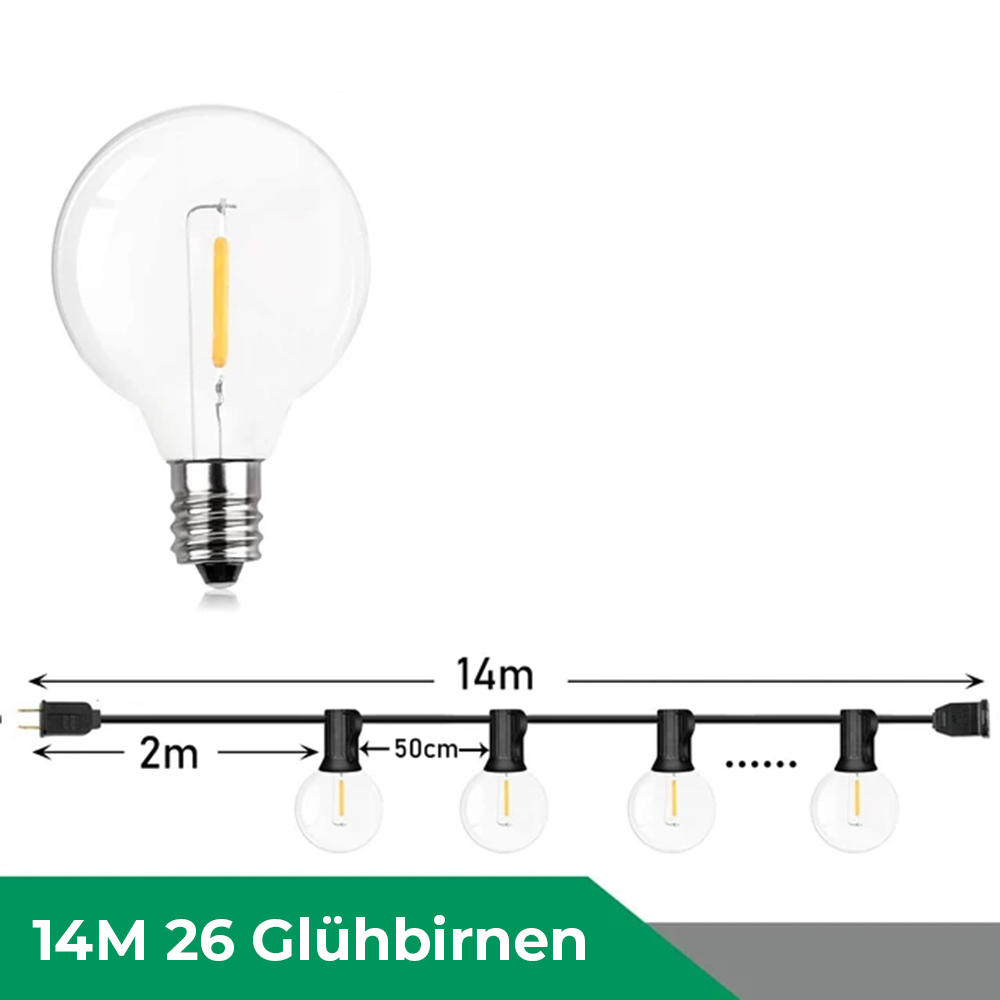 Guirlande lumineuse LED étanche | Blanc chaud et réglable en luminosité