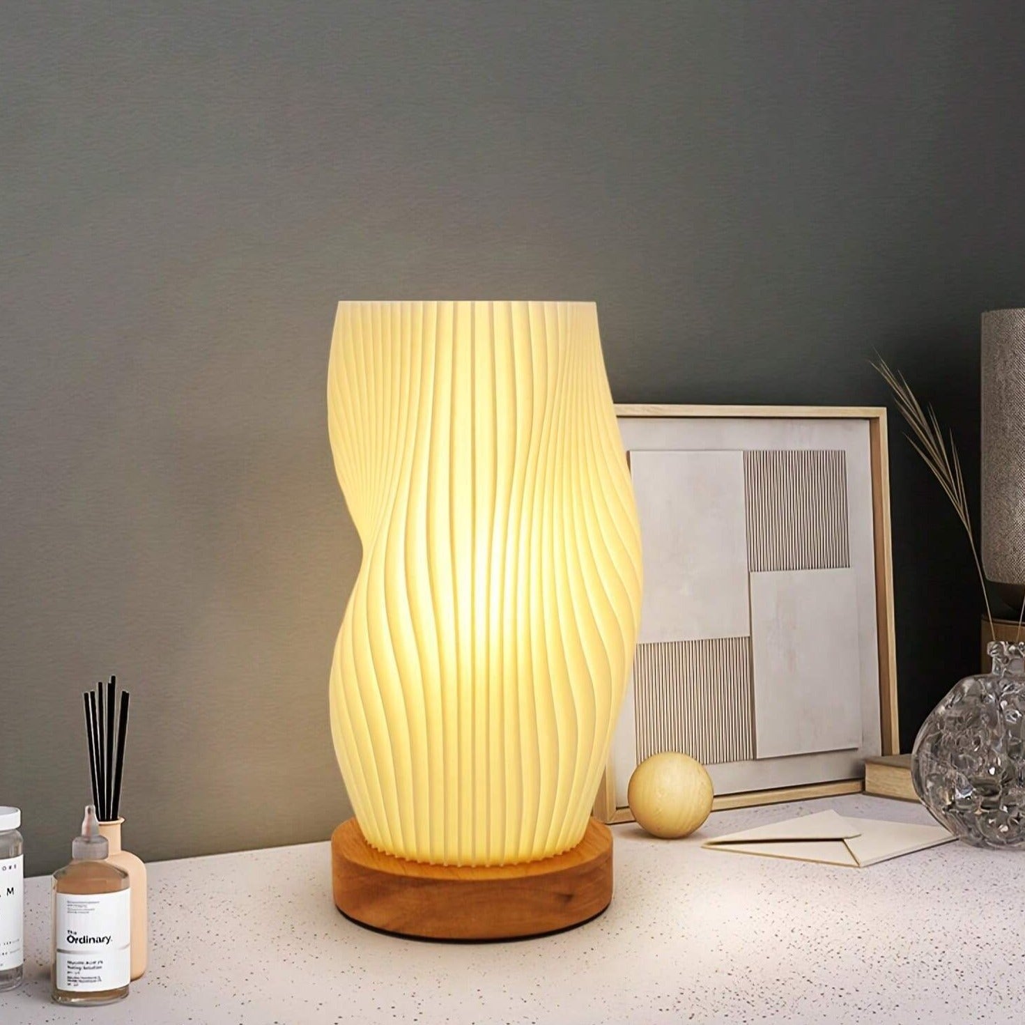 Lampe Wellenkamm | Lumière à motif ondulé, luminosité réglable, décoration moderne pour la maison