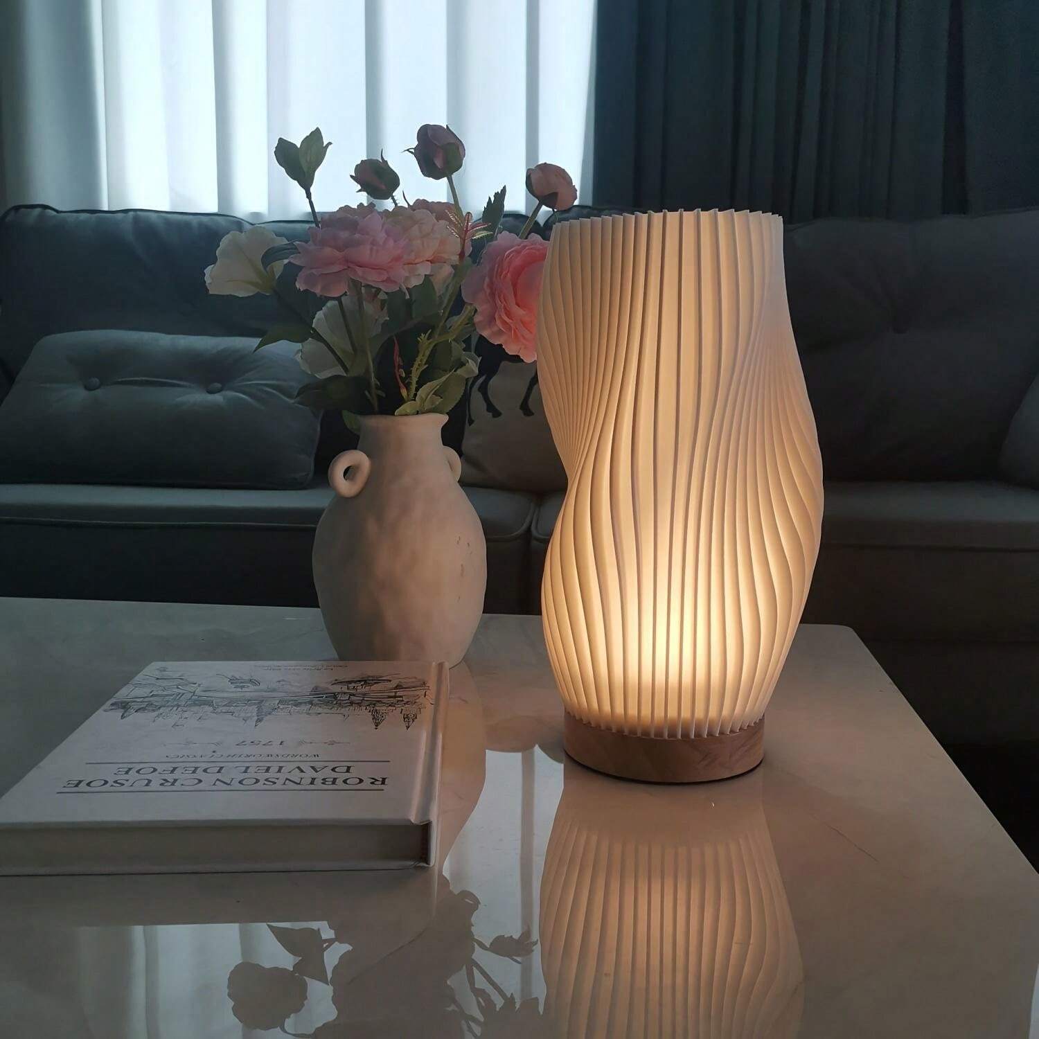 Lampe Wellenkamm | Lumière à motif ondulé, luminosité réglable, décoration moderne pour la maison