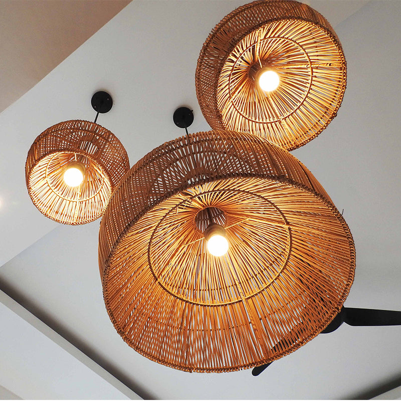 Luminaires suspendus en rotin noués à la main | Éclairage intérieur/extérieur élégant