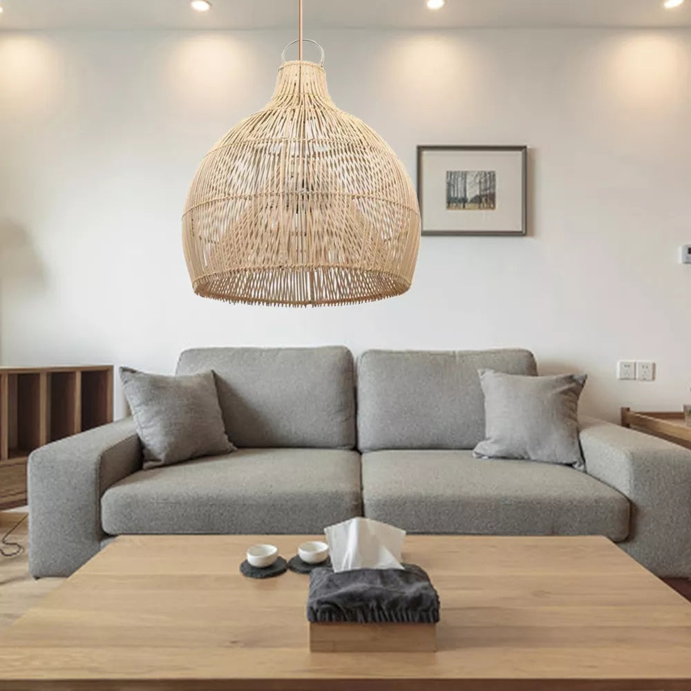 Luminaires suspendus en rotin noués à la main | Éclairage intérieur/extérieur élégant