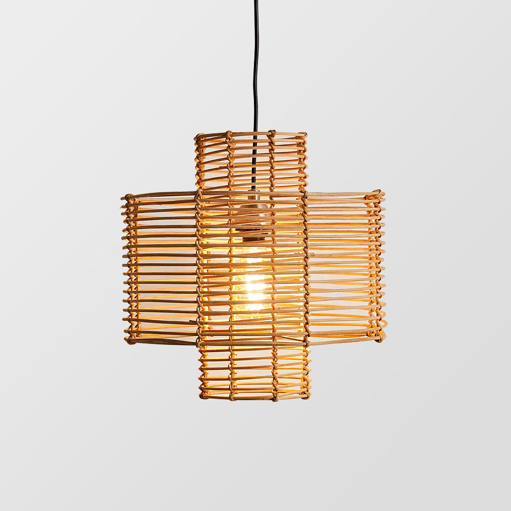 Suspension en rotin Boho | Naturelle, réglable, filaire