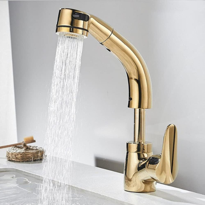 Robinet de salle de bain à tirage | Mitigeur en laiton pour une fonctionnalité élégante