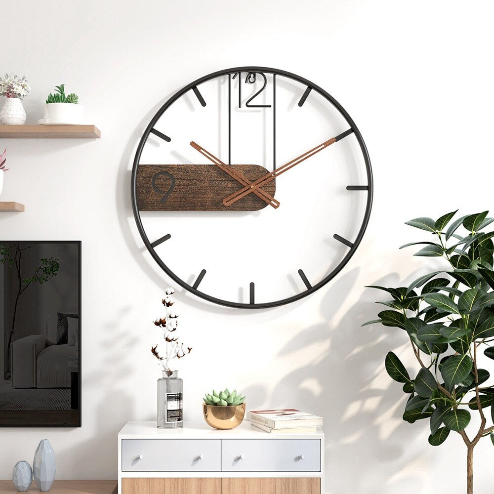 Montre murale en acier noyer - Design moderne avec une touche de nature