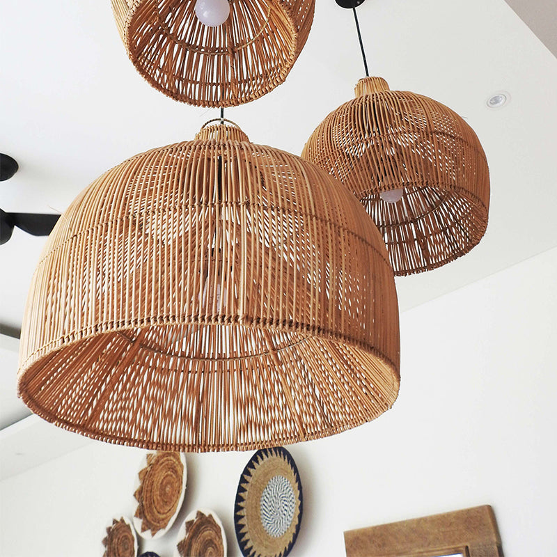 Luminaires suspendus en rotin noués à la main | Éclairage intérieur/extérieur élégant