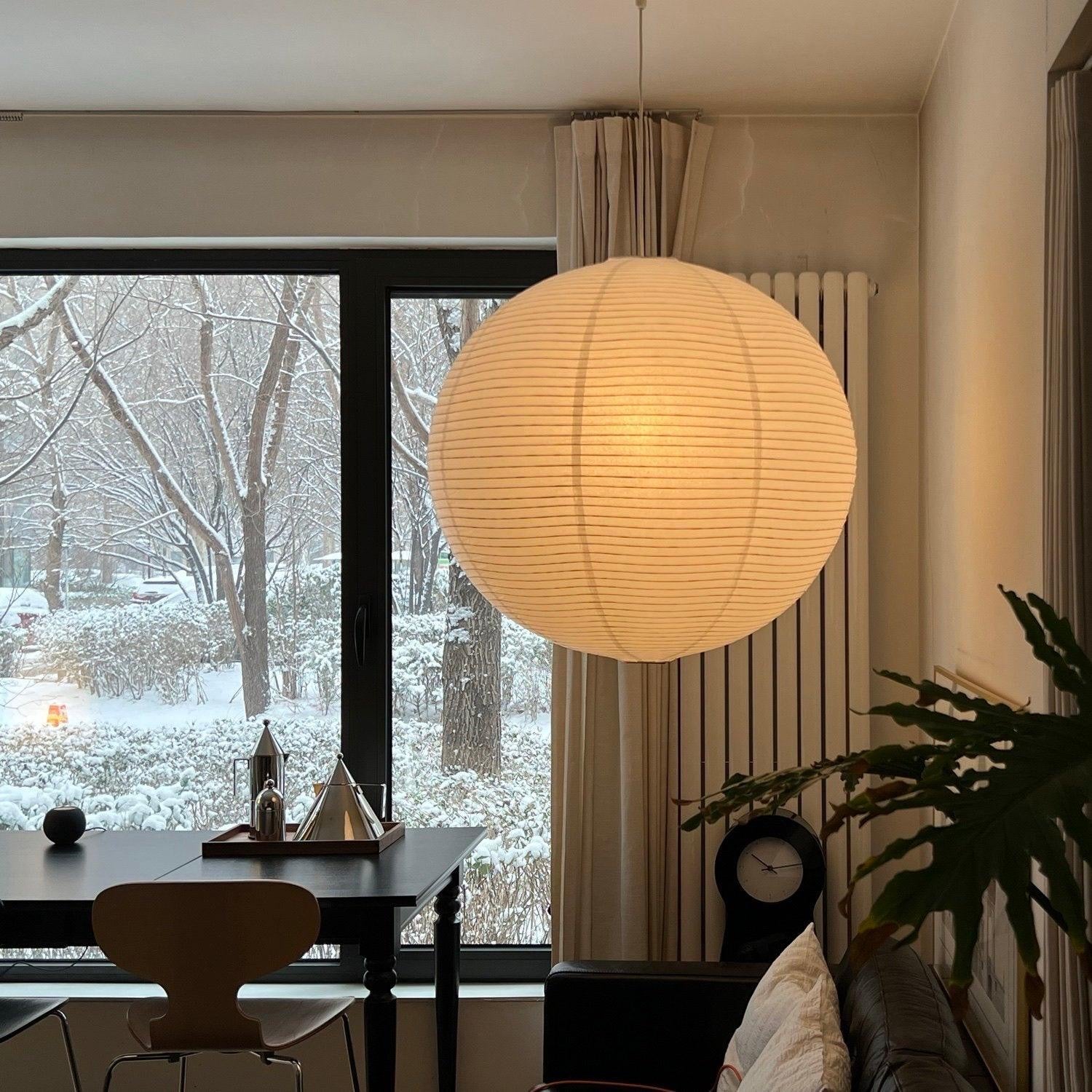 Luminaires suspendues en papier de riz japonais | Lampes en fer chaud et papier
