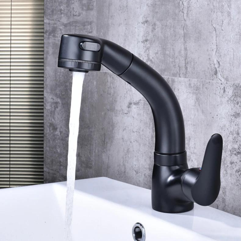 Robinet de salle de bain à tirage | Mitigeur en laiton pour une fonctionnalité élégante