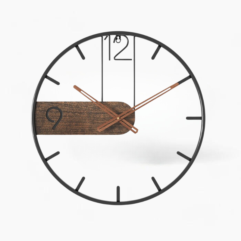 Montre murale en acier noyer - Design moderne avec une touche de nature