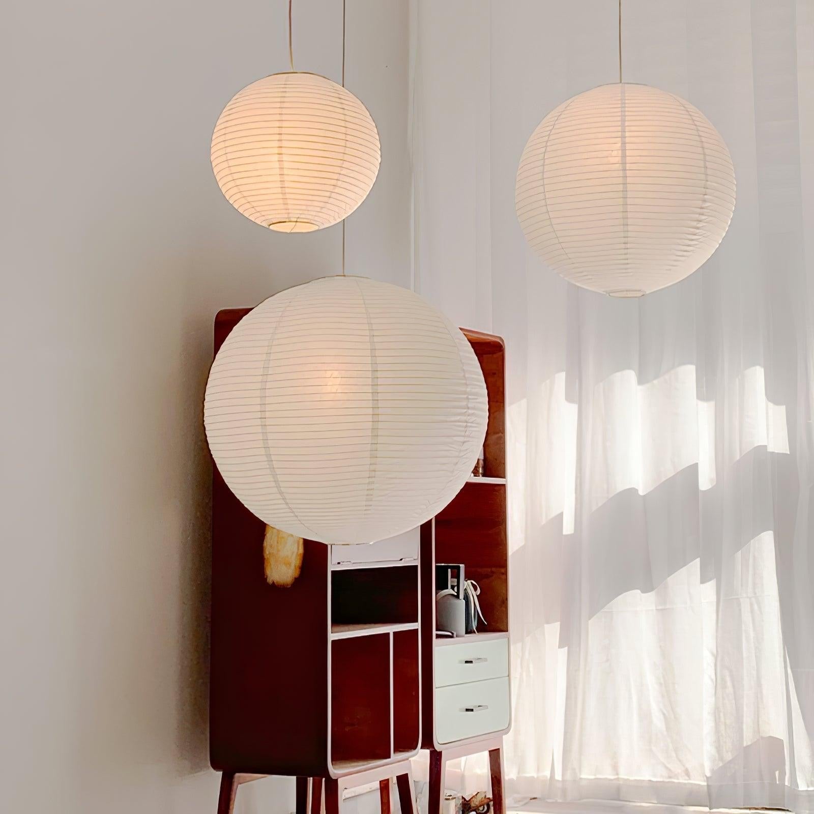 Luminaires suspendues en papier de riz japonais | Lampes en fer chaud et papier