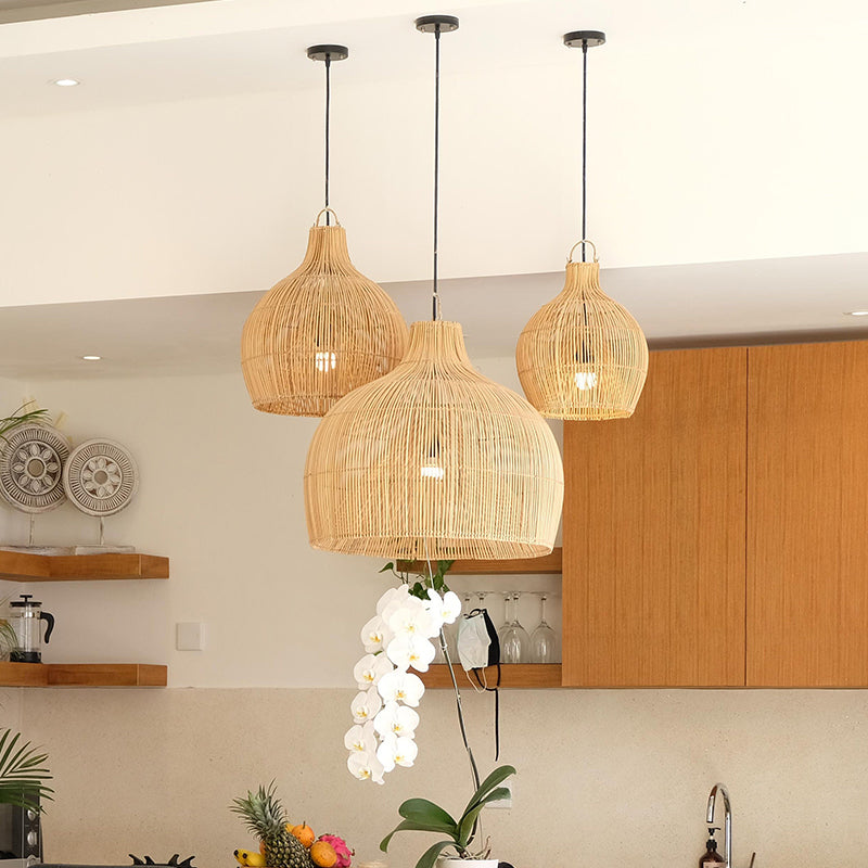 Luminaires suspendus en rotin noués à la main | Éclairage intérieur/extérieur élégant