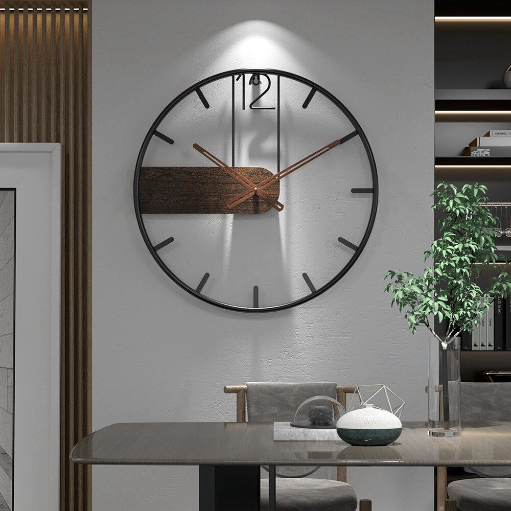 Montre murale en acier noyer - Design moderne avec une touche de nature
