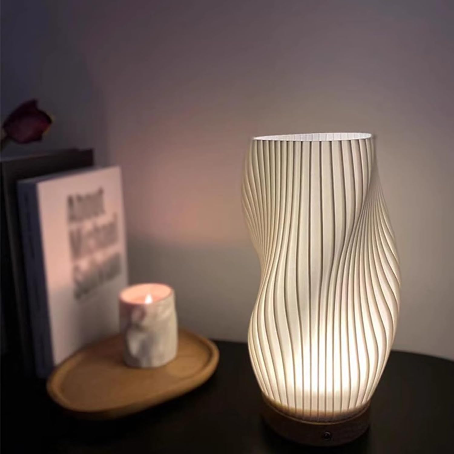 Lampe Wellenkamm | Lumière à motif ondulé, luminosité réglable, décoration moderne pour la maison