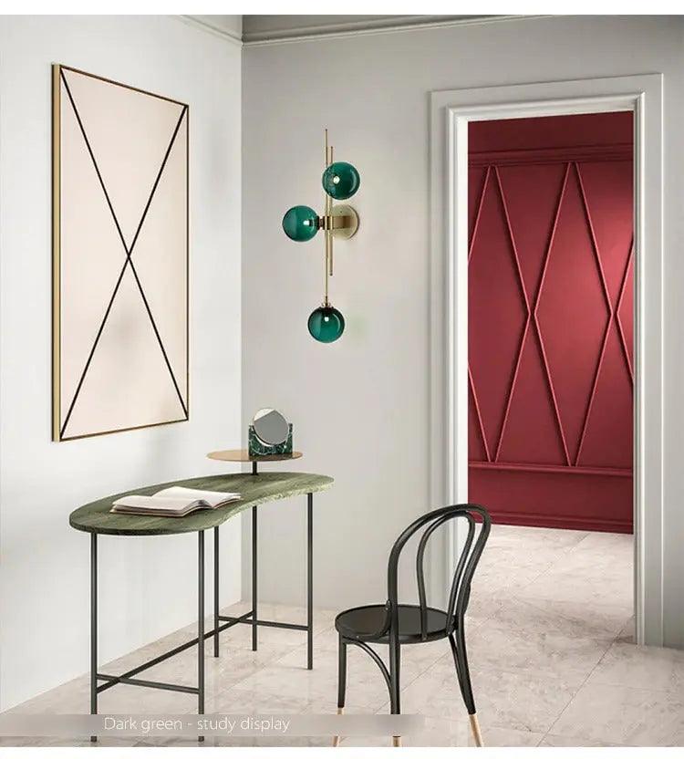 Applique murale nordique moderne | Abat-jour en verre clair et vert