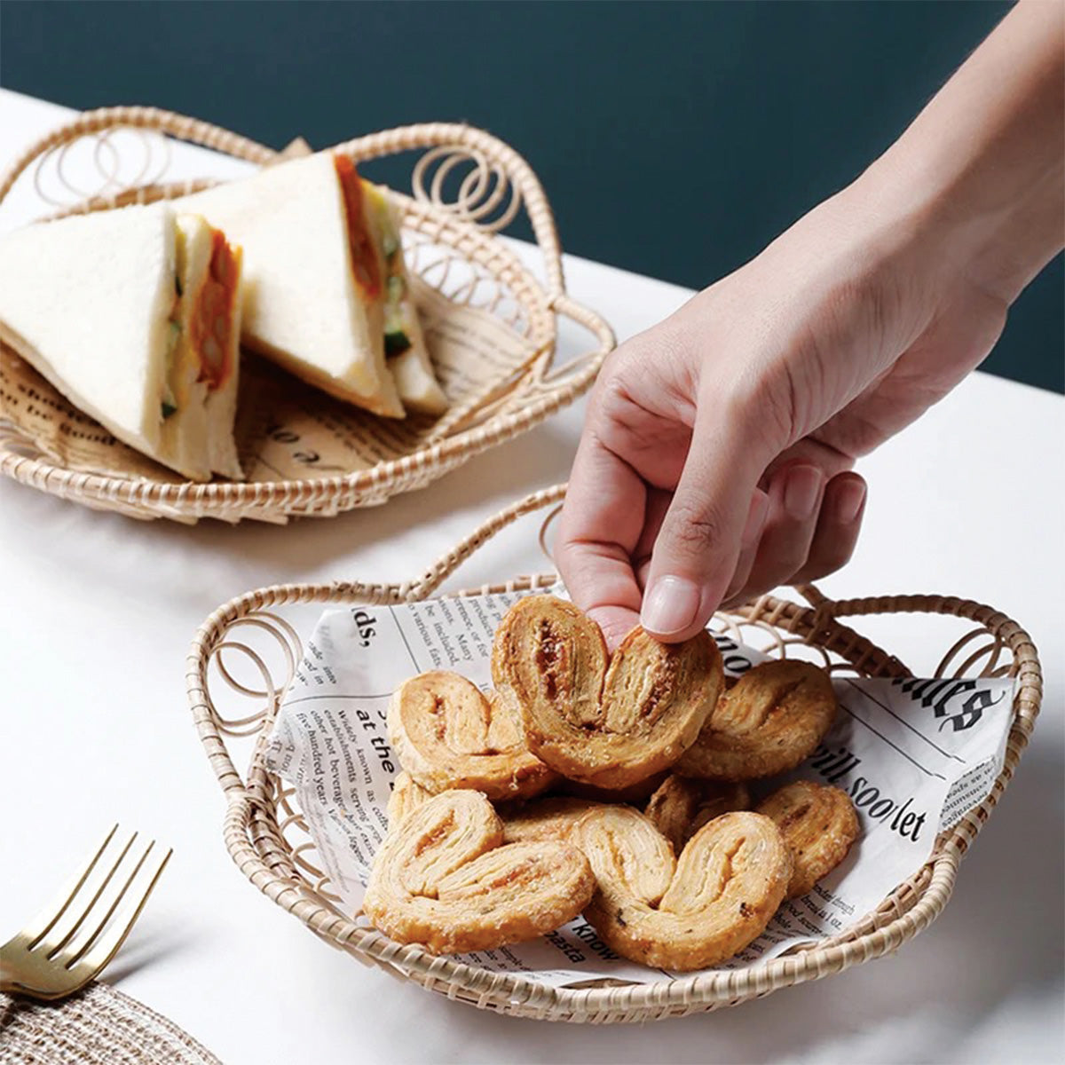 Plateaux tissés naturels artisanaux | Solutions de rangement élégantes faites main