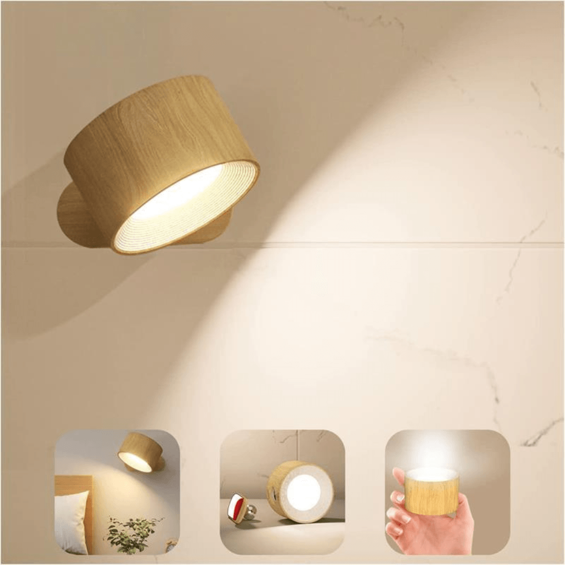 GlowFlex - Lampe Murale Rechargeable | Solution d'éclairage LED polyvalente à 360°