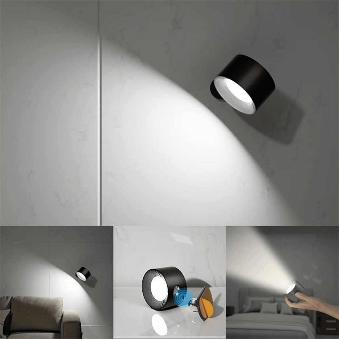 GlowFlex - Lampe Murale Rechargeable | Solution d'éclairage LED polyvalente à 360°