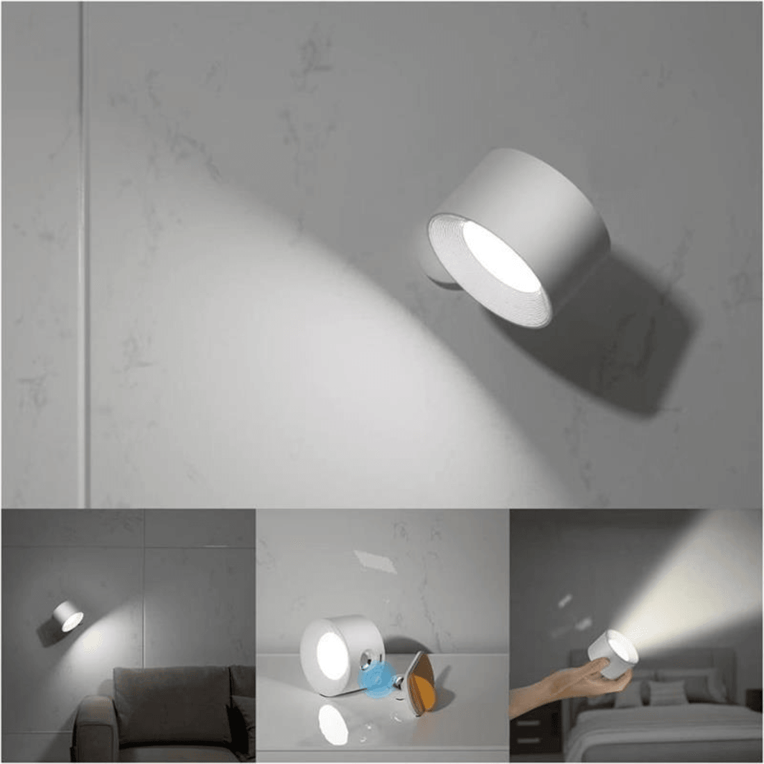 GlowFlex - Lampe Murale Rechargeable | Solution d'éclairage LED polyvalente à 360°