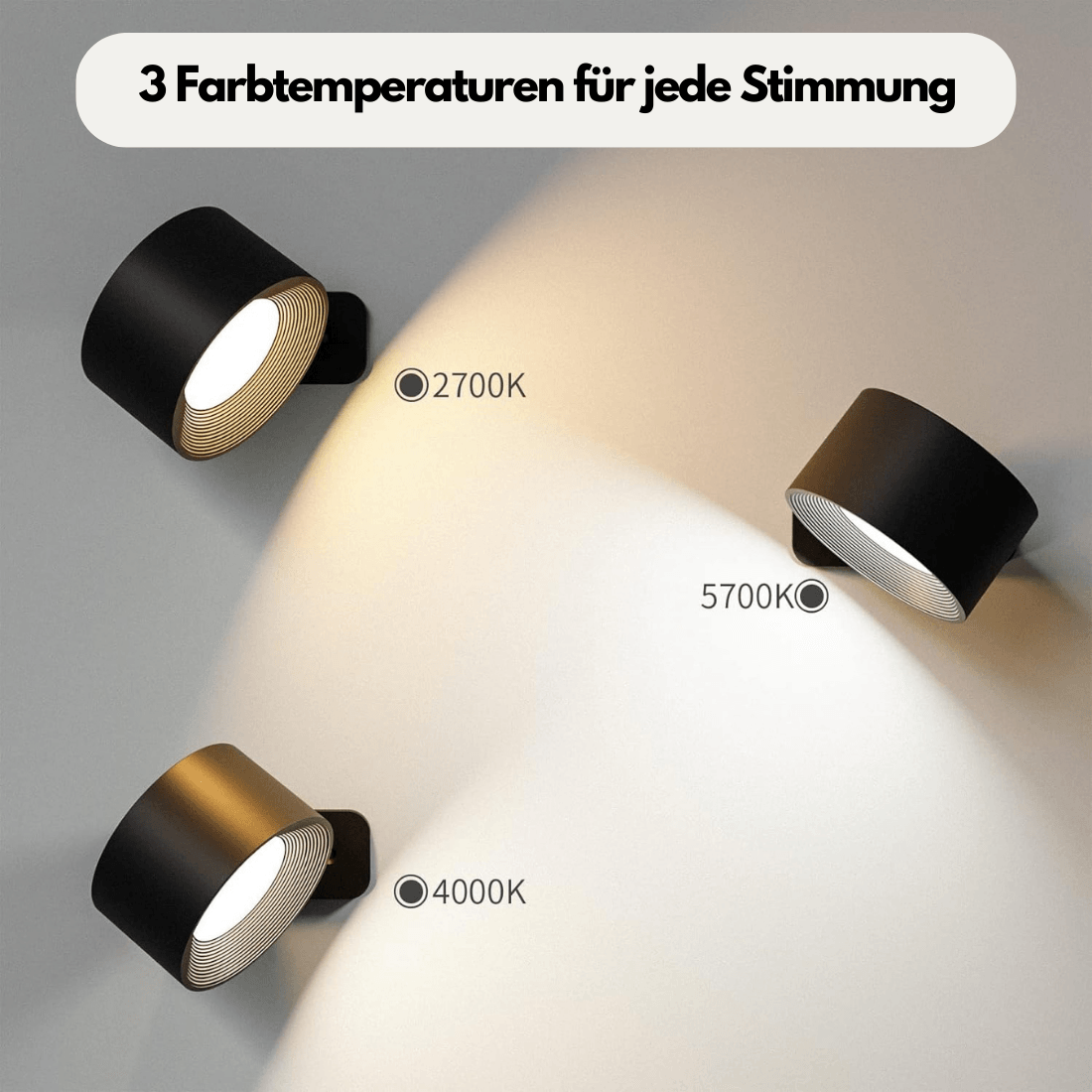 GlowFlex - Lampe Murale Rechargeable | Solution d'éclairage LED polyvalente à 360°